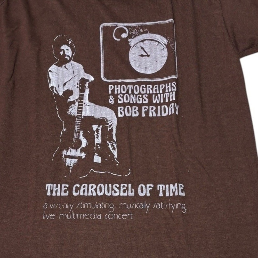 Vintage‎ Bob Friday The Carousel of Time Brown Graphic T-Shirt Vogel Mills xS